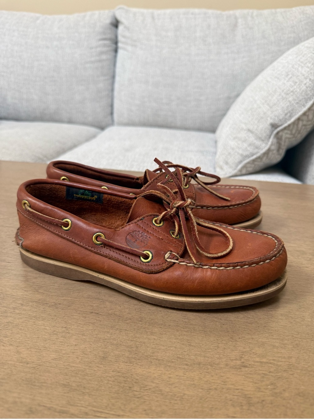 Vintage Timberland Brown Leather Boat Shoes Lace-Up Men’s 5.5W Womens 7W